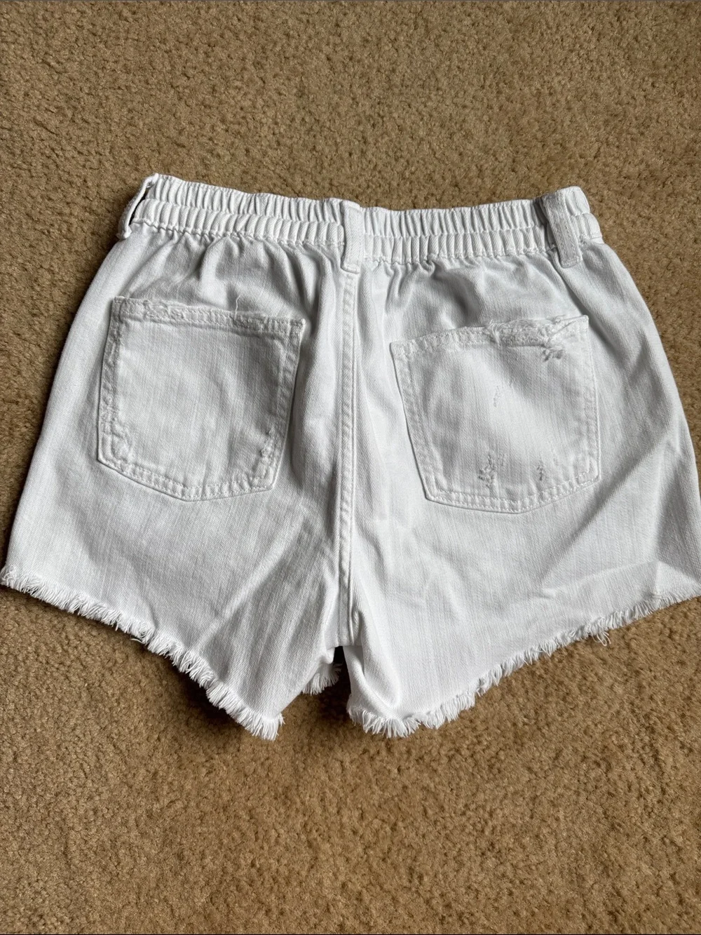 aerie White Distressed Denim Cutoff Shorts